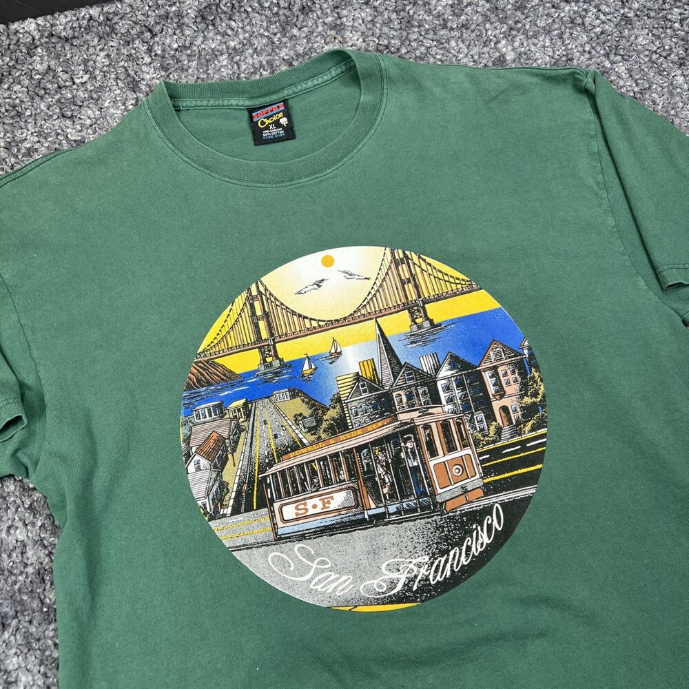 Vintage San Francisco Cable Car Green T-Shirt Men's Size XL  Y2K Made In USA